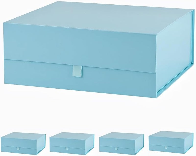 PLINJOY 5 Pcs Large Gift Box 13.5x11.8x4.7 Inches, Blue Gift Boxes for Presents with Magnetic Closure Lid, Luxury Gift Box Rectangle Collapsible Boxes for Gift Packaging - Image 1